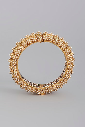 Gold Finish Faux Pearls Bangle