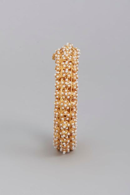 Gold Finish Faux Pearls Bangle