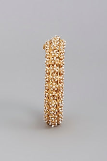 Gold Finish Faux Pearls Bangle