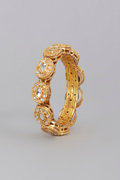 Gold Finish Imitation Kundan Polki Bangle