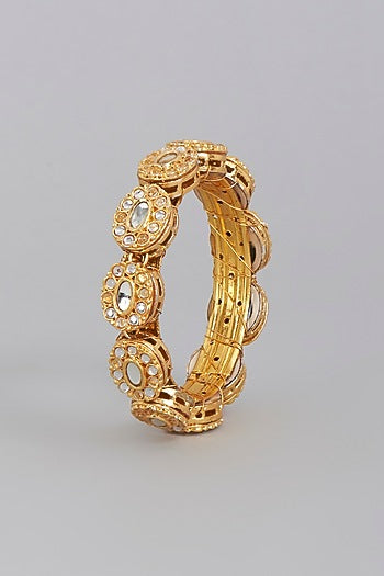 Gold Finish Imitation Kundan Polki Bangle