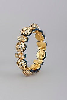 Gold Finish Meenakari Imitation Kundan Polki Bangle