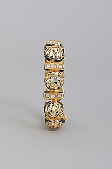Gold Finish Meenakari Imitation Kundan Polki Bangle