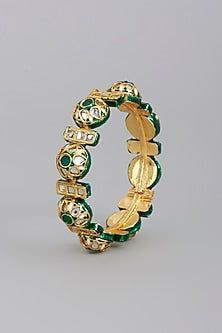 Gold Finish Meenakari Imitation Kundan Polki Bangle