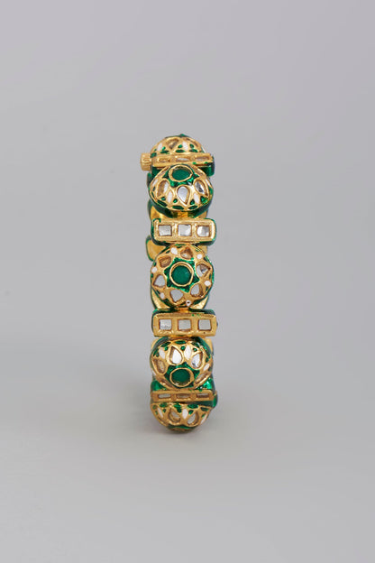Gold Finish Meenakari Imitation Kundan Polki Bangle