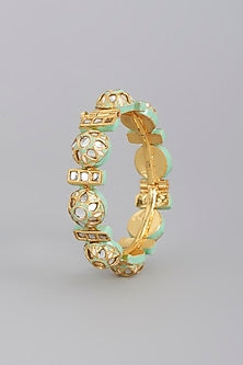 Gold Finish Meenakari Imitation Kundan Polki Bangle
