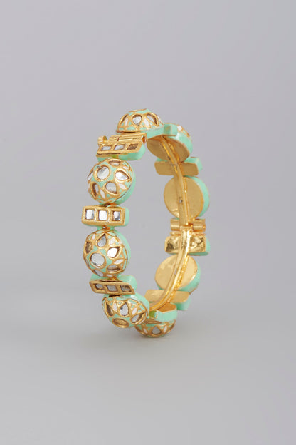 Gold Finish Meenakari Imitation Kundan Polki Bangle