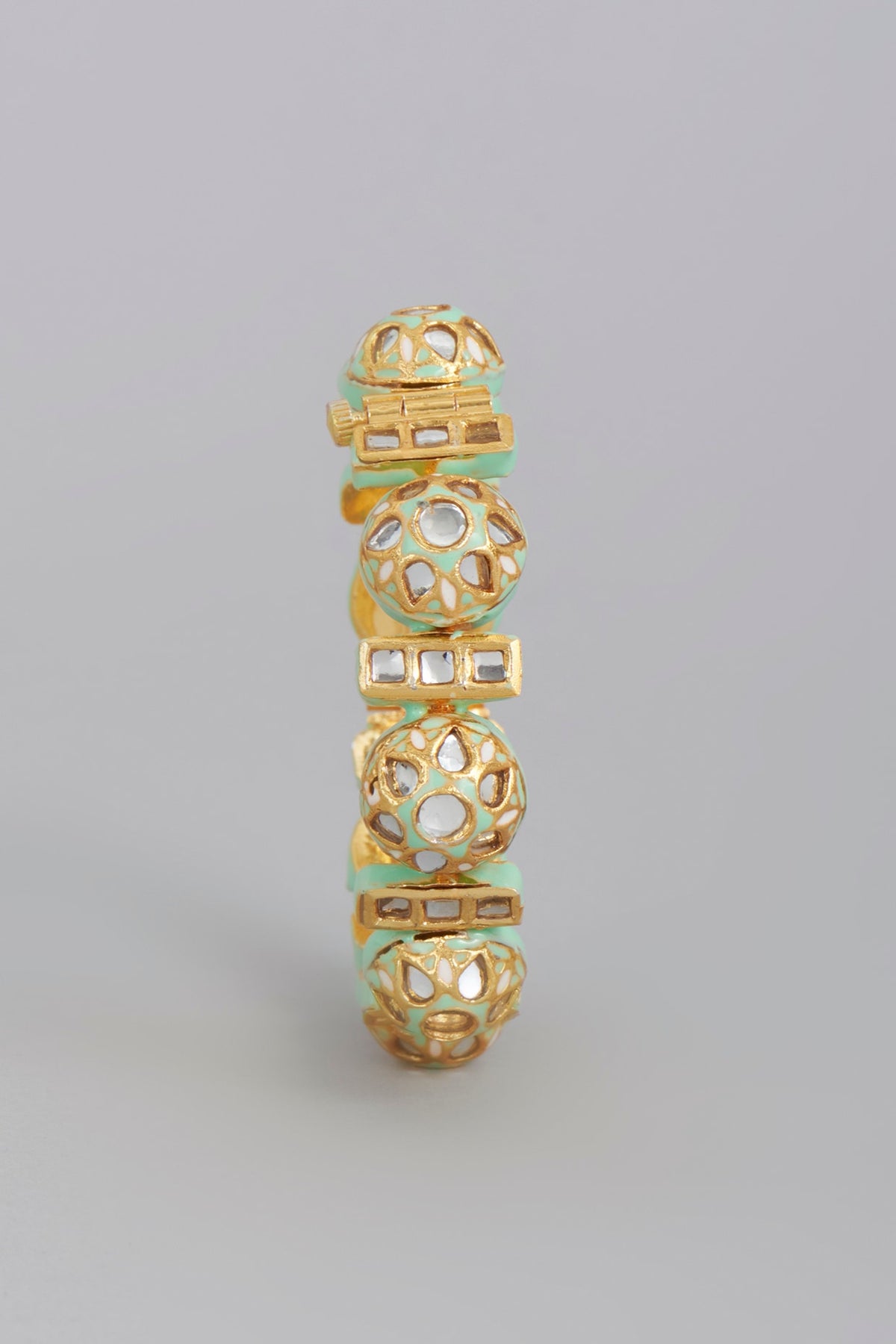 Gold Finish Meenakari Imitation Kundan Polki Bangle