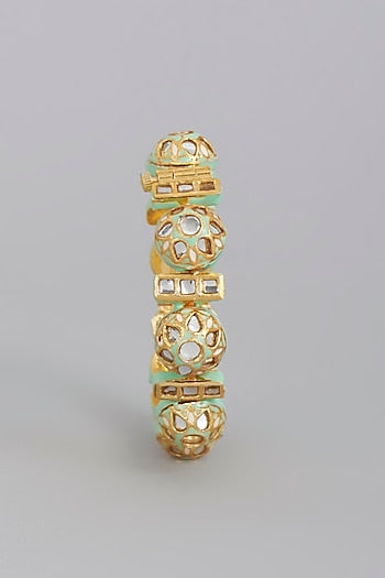 Gold Finish Meenakari Imitation Kundan Polki Bangle