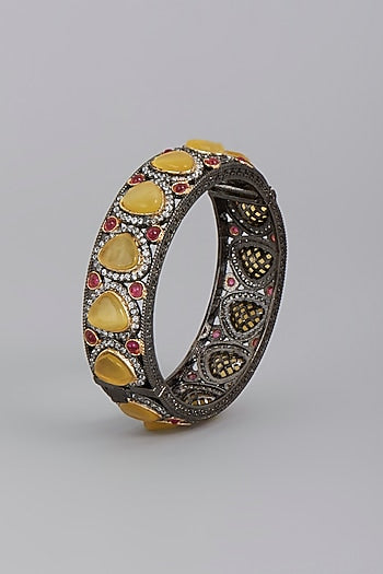 Black Rhodium Finish Zircon Bangle