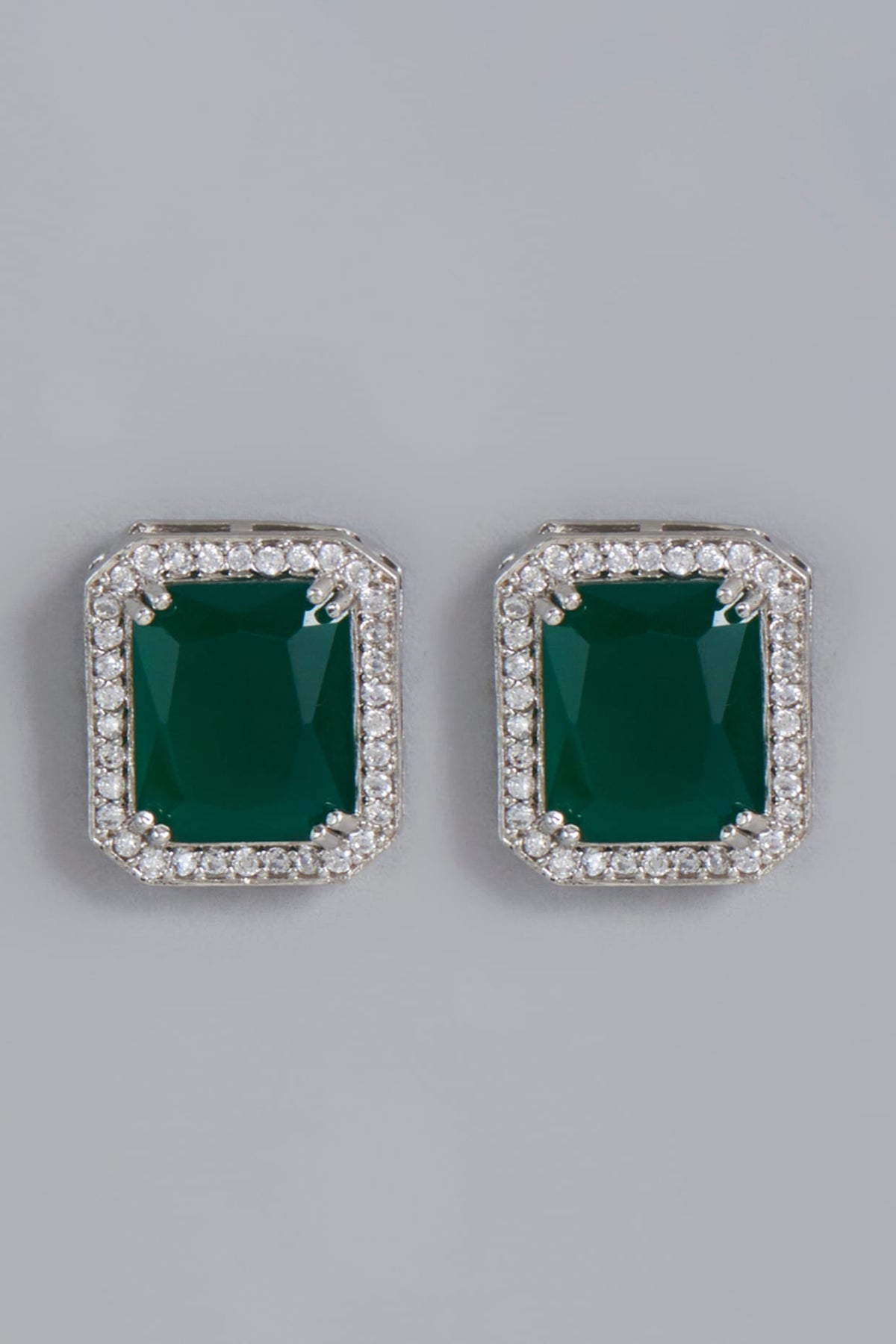 White Finish Zircon Earrings