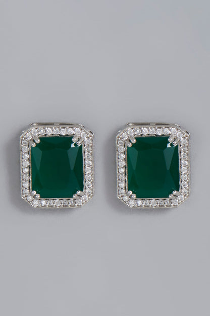 White Finish Zircon Earrings
