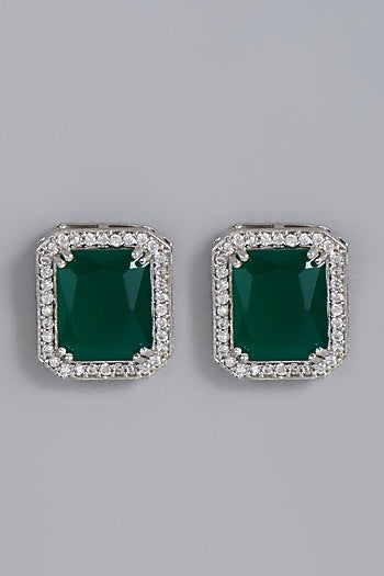 White Finish Zircon Earrings