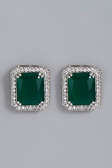 White Finish Zircon Earrings
