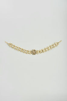 Gold Finish Kundan Polki Mathapatti