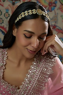 Gold Finish Kundan Polki Mathapatti