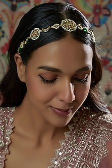 Gold Finish Kundan Polki Mathapatti