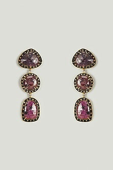 Two-Tone Finish Purple Sapphire Stone Dangler Earrings