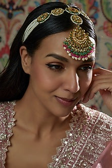 Gold Finish Kundan Polki Mathapatti