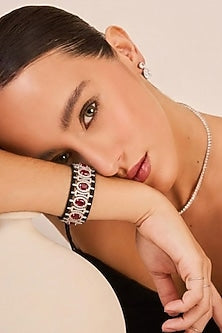White Rhodium Finish Cubic Zirconia Bracelet