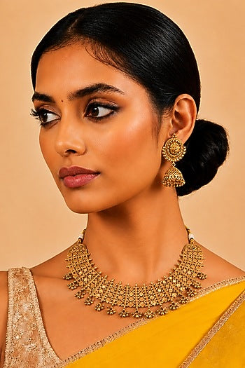 Gold Finish Temple Necklace Set
