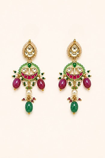 Gold Finish Kundan Polki Choker Necklace Set
