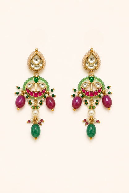 Gold Finish Kundan Polki Choker Necklace Set
