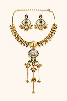 Two-Tone Finish Kundan Polki Necklace Set