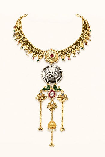 Two-Tone Finish Kundan Polki Necklace Set