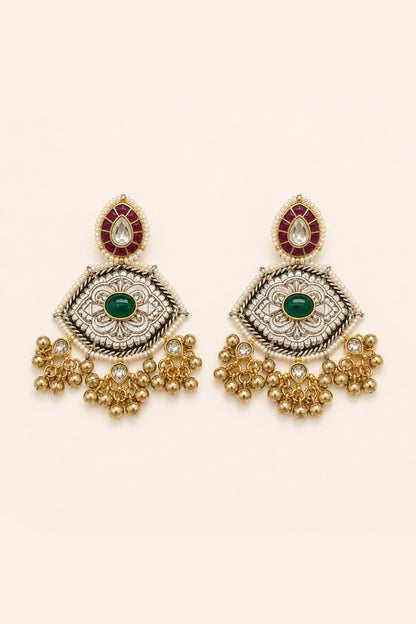 Two-Tone Finish Kundan Polki Necklace Set