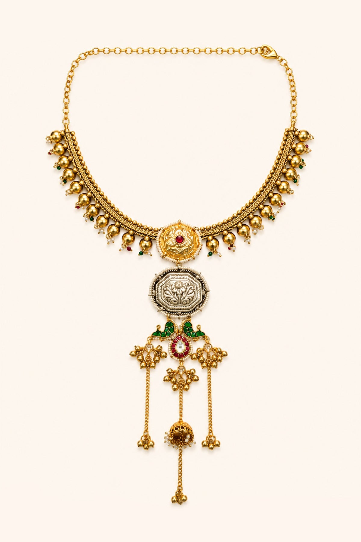 Two-Tone Finish Kundan Polki Necklace Set