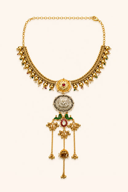 Two-Tone Finish Kundan Polki Necklace Set