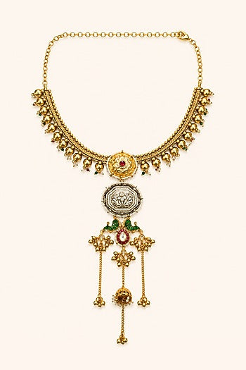 Two-Tone Finish Kundan Polki Necklace Set