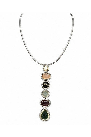 Two-Tone Finish Multi-Colored Stone Necklace
