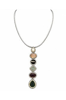 Two-Tone Finish Multi-Colored Stone Necklace