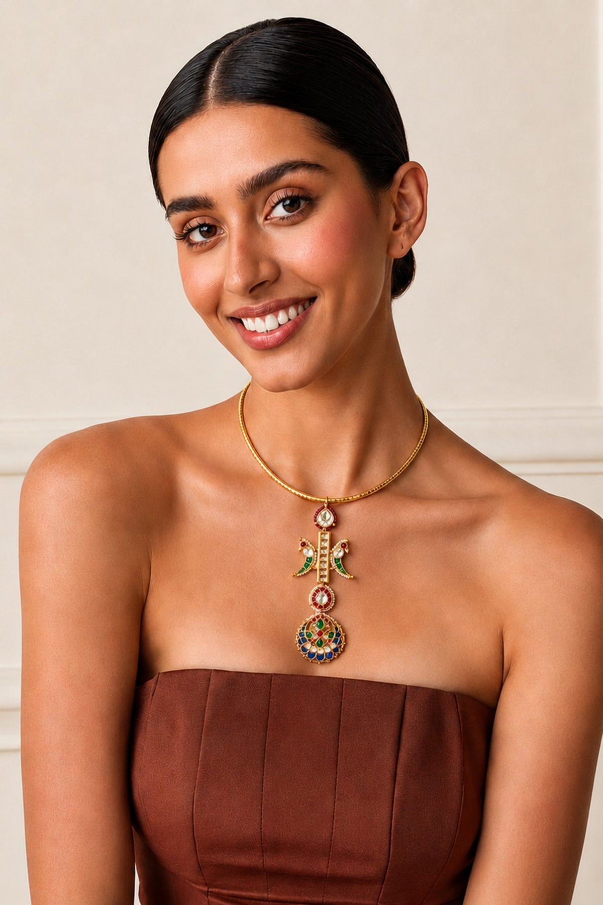 Gold Finis Imitation Polki Necklace
