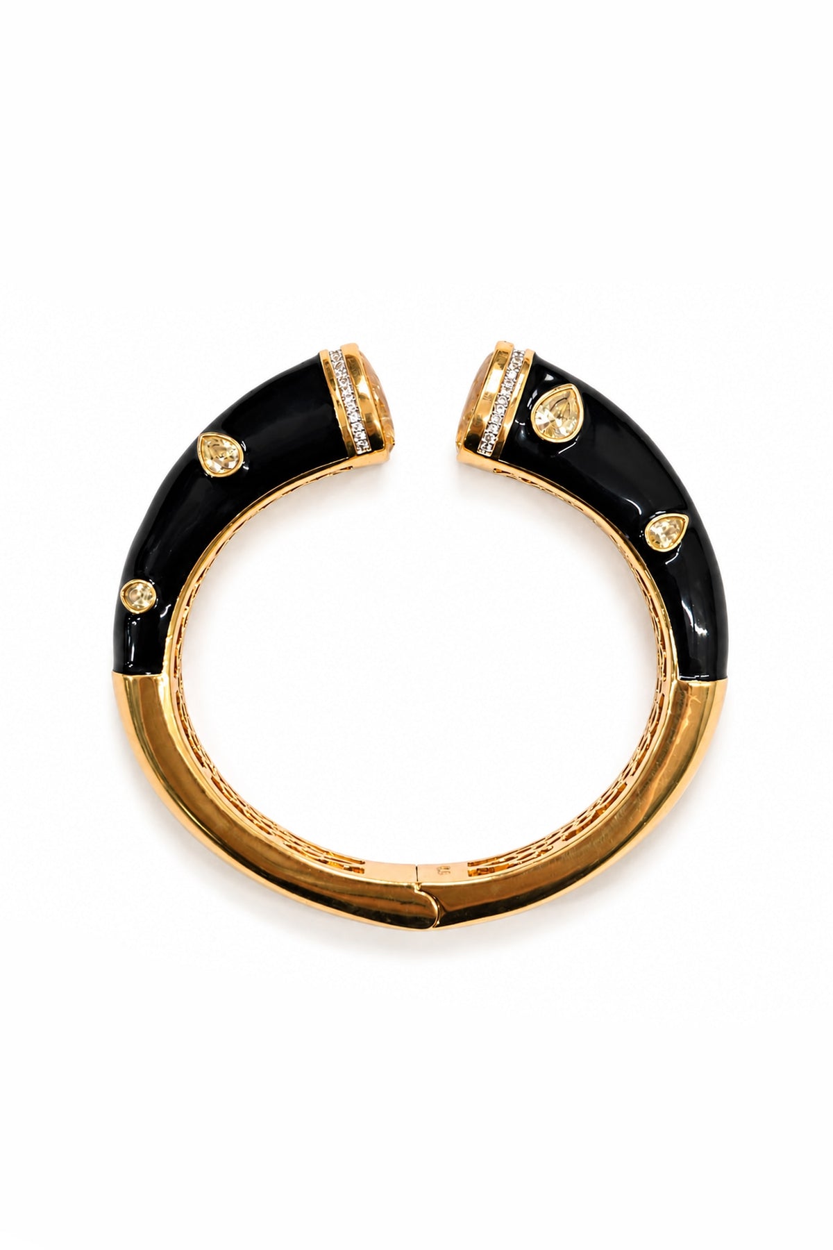 Gold Finish Topaz Stone Enameled Bangle