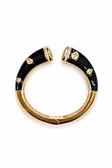 Gold Finish Topaz Stone Enameled Bangle