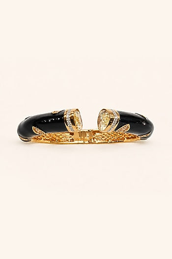 Gold Finish Topaz Stone Enameled Bangle