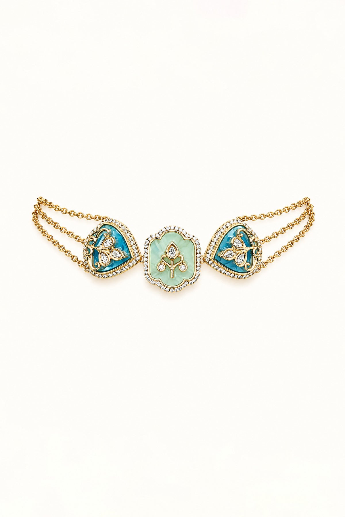 Gold Finish CZ Stone Choker Necklace Set