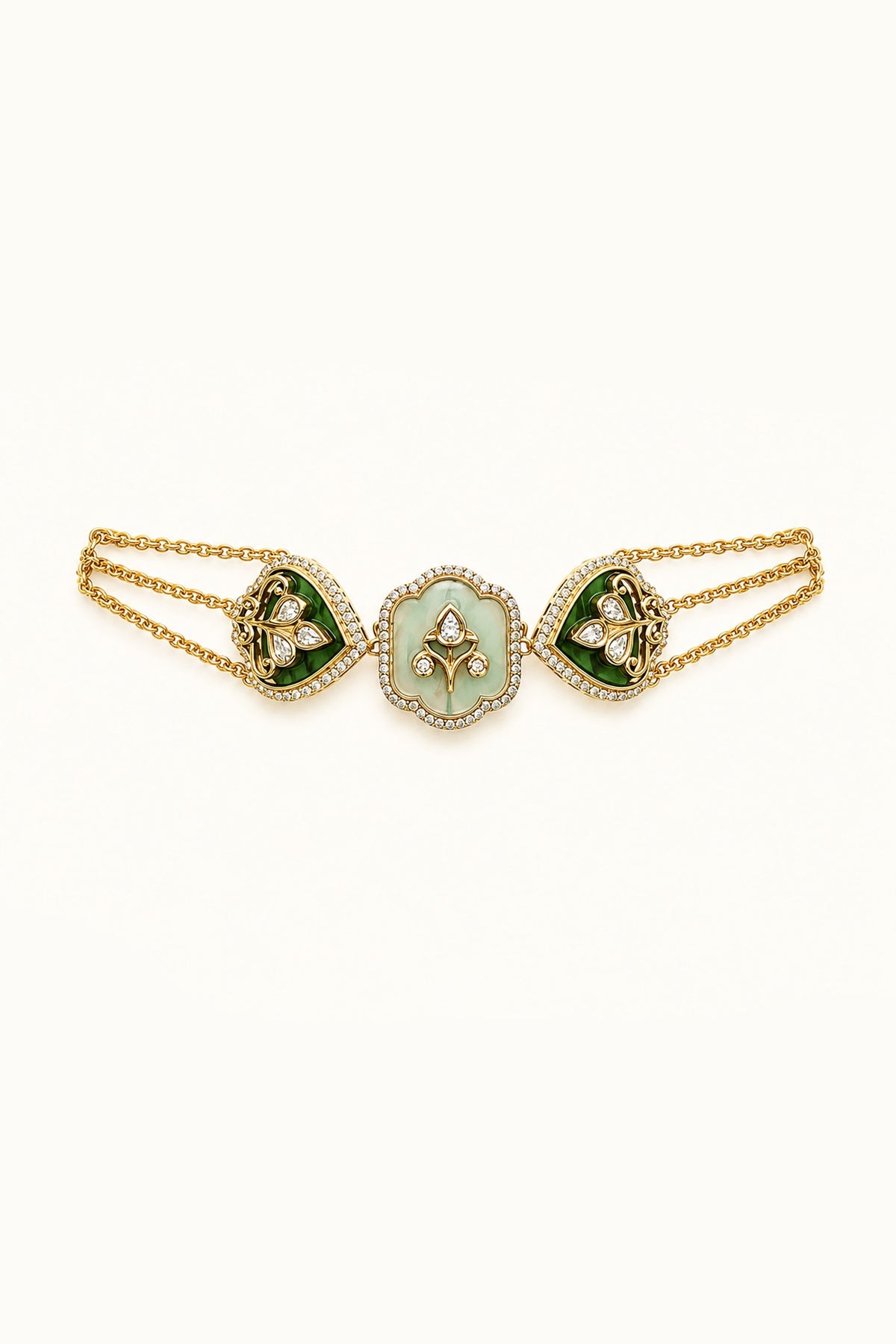 Gold Finish CZ Stone Choker Necklace Set