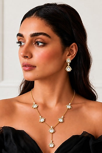 Gold Finish Imitation Polki Necklace Set