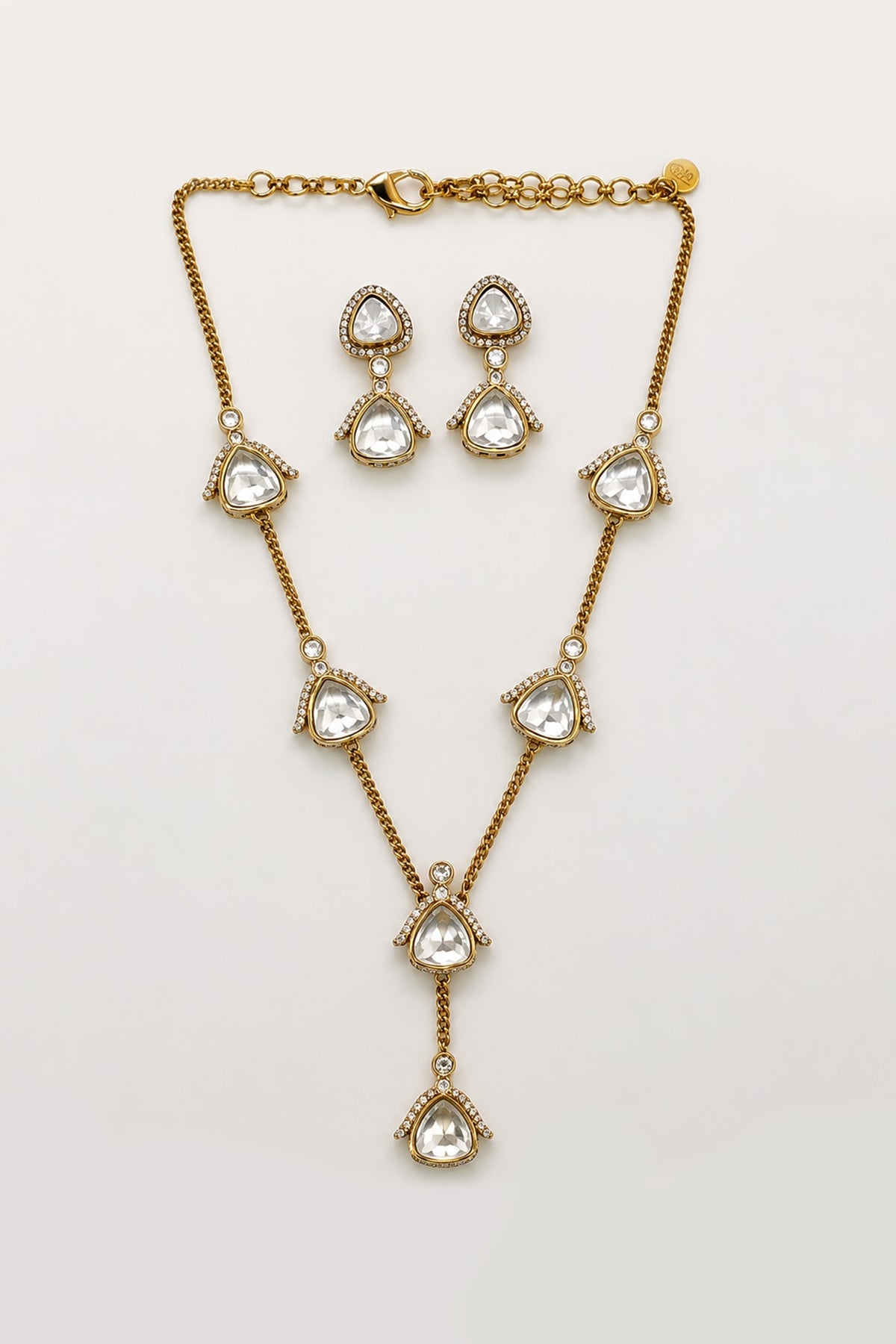 Gold Finish Imitation Polki Necklace Set