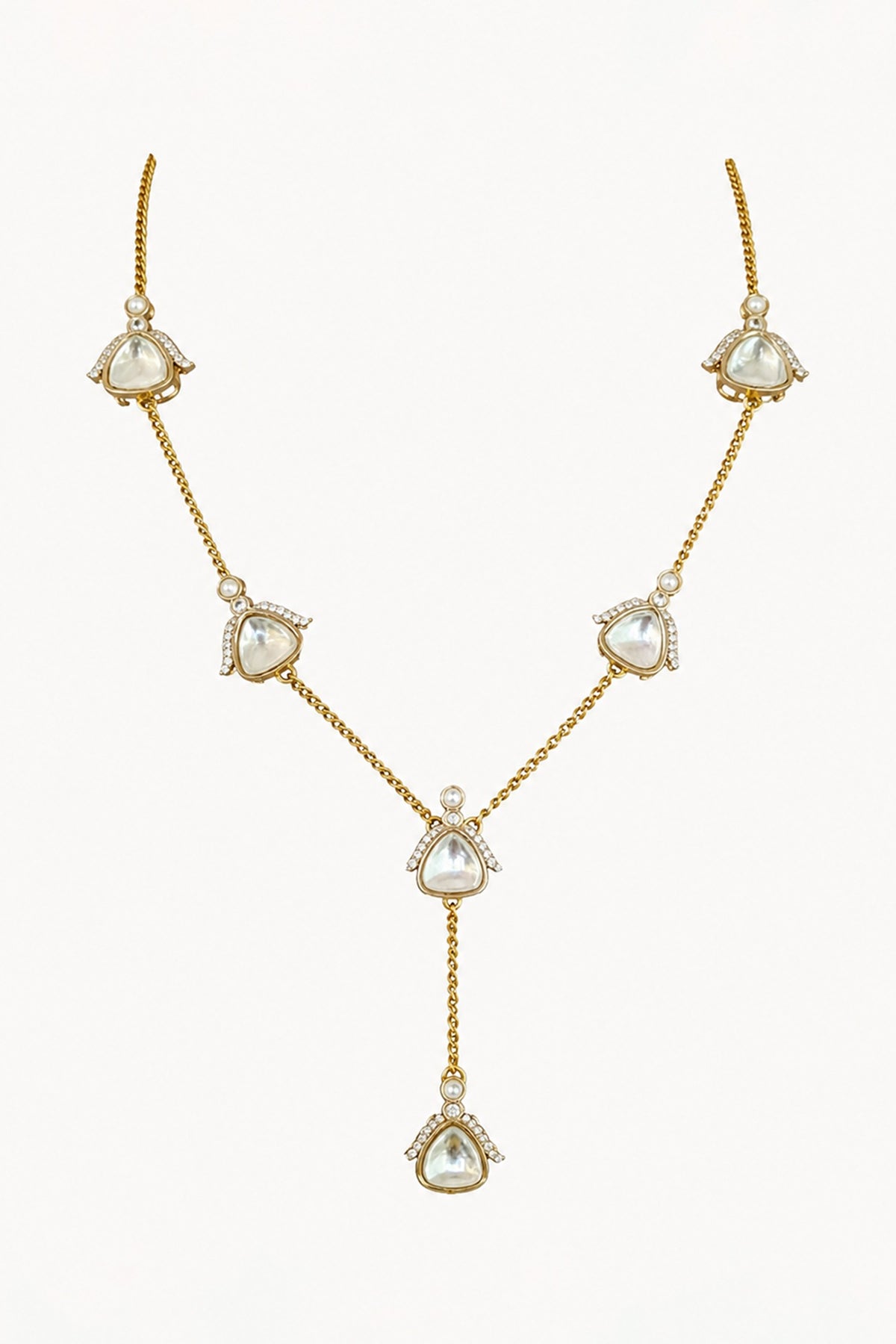 Gold Finish Imitation Polki Necklace Set