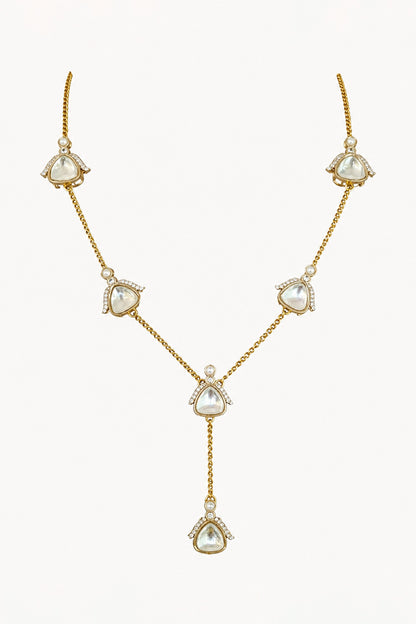 Gold Finish Imitation Polki Necklace Set