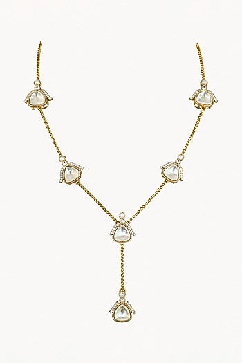Gold Finish Imitation Polki Necklace Set