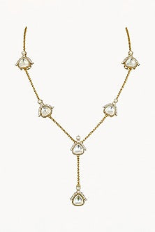 Gold Finish Imitation Polki Necklace Set