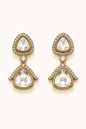 Gold Finish Imitation Polki Necklace Set