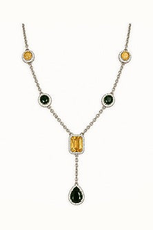 Gold Finish Multi-Colored Semi-Precious Stone Necklace Set