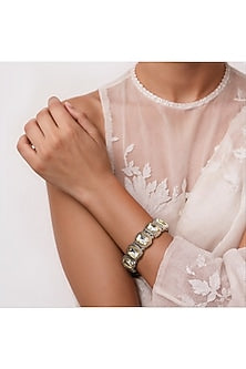 White Finish Imitation Kundan Polki Bangle